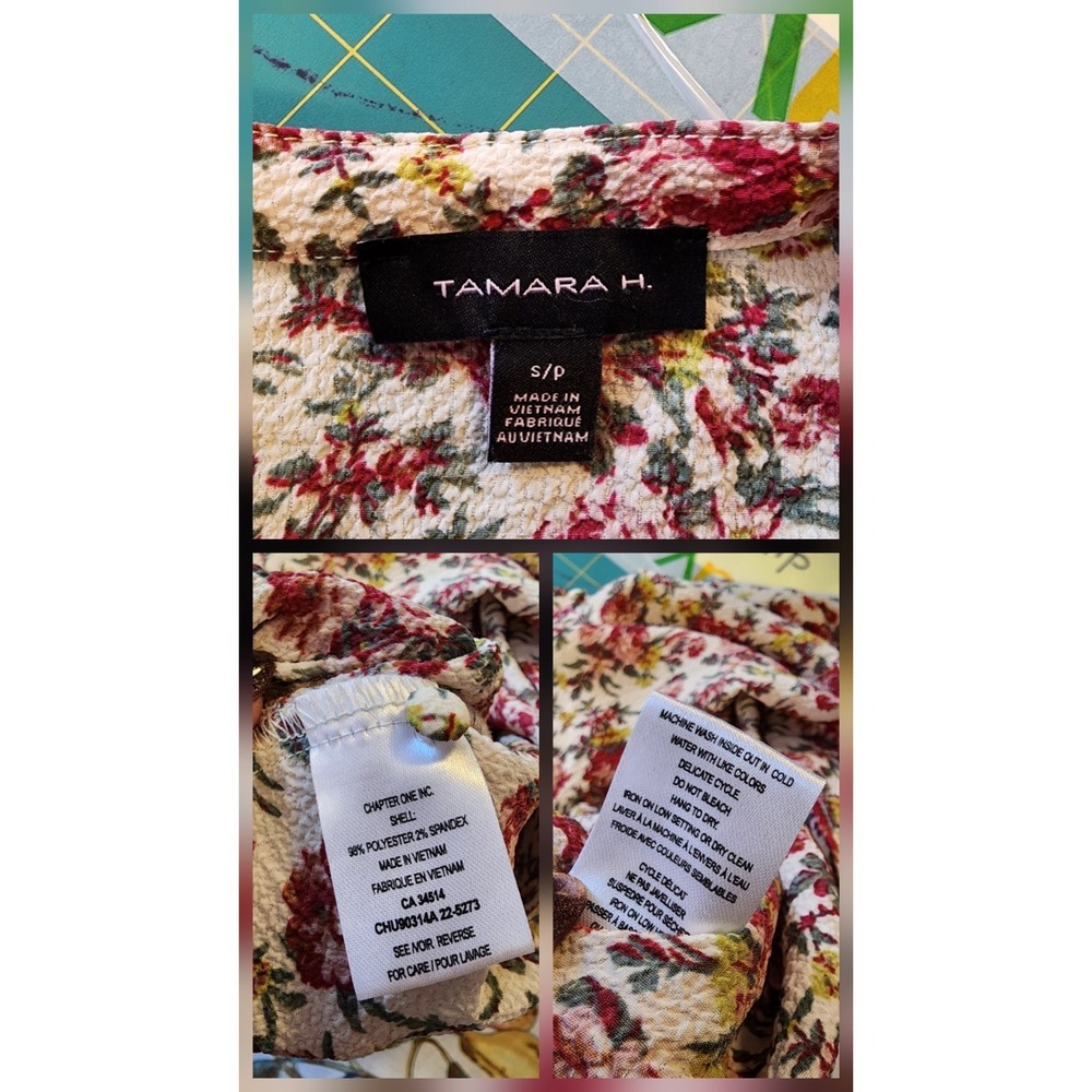 Tamara H Rose Floral Top Cottagecore Romantic Boho Balloon Sleeve‎ Office Small - Picture 5 of 7